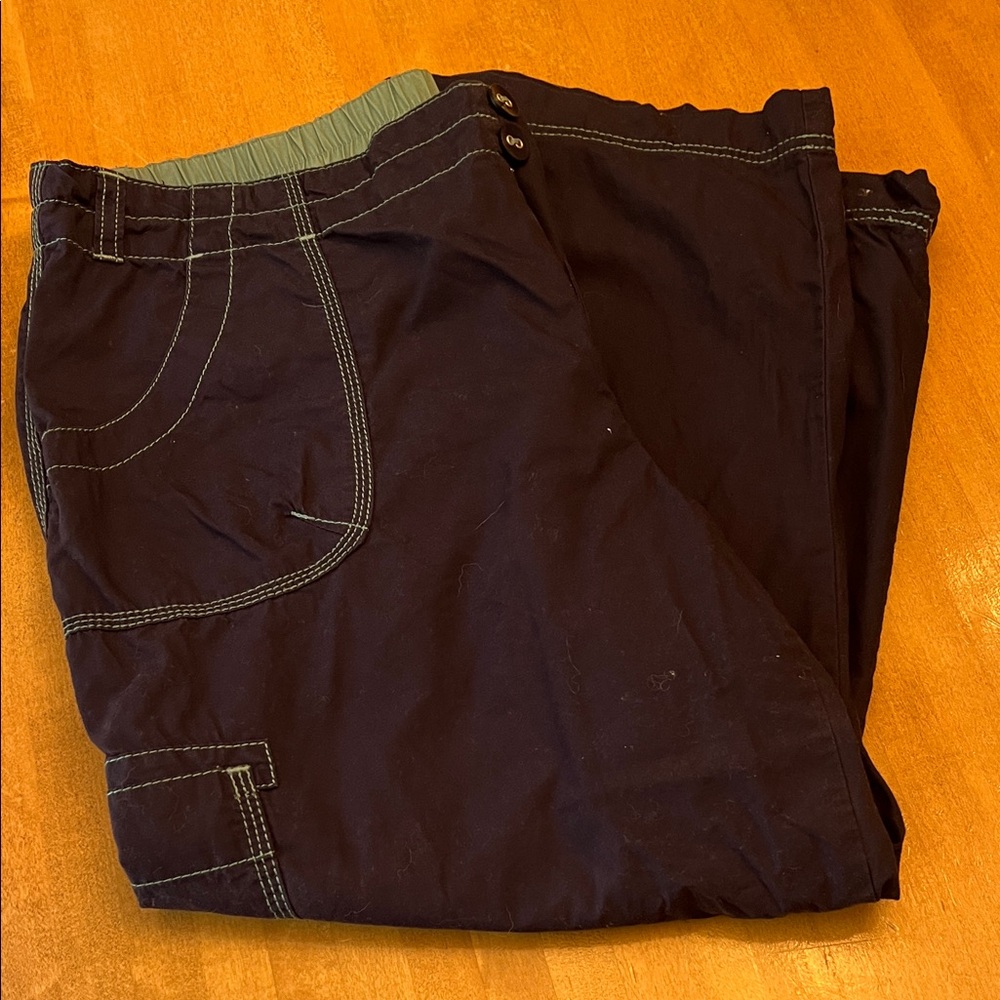 Women's navy athletic Pants with Green Accents